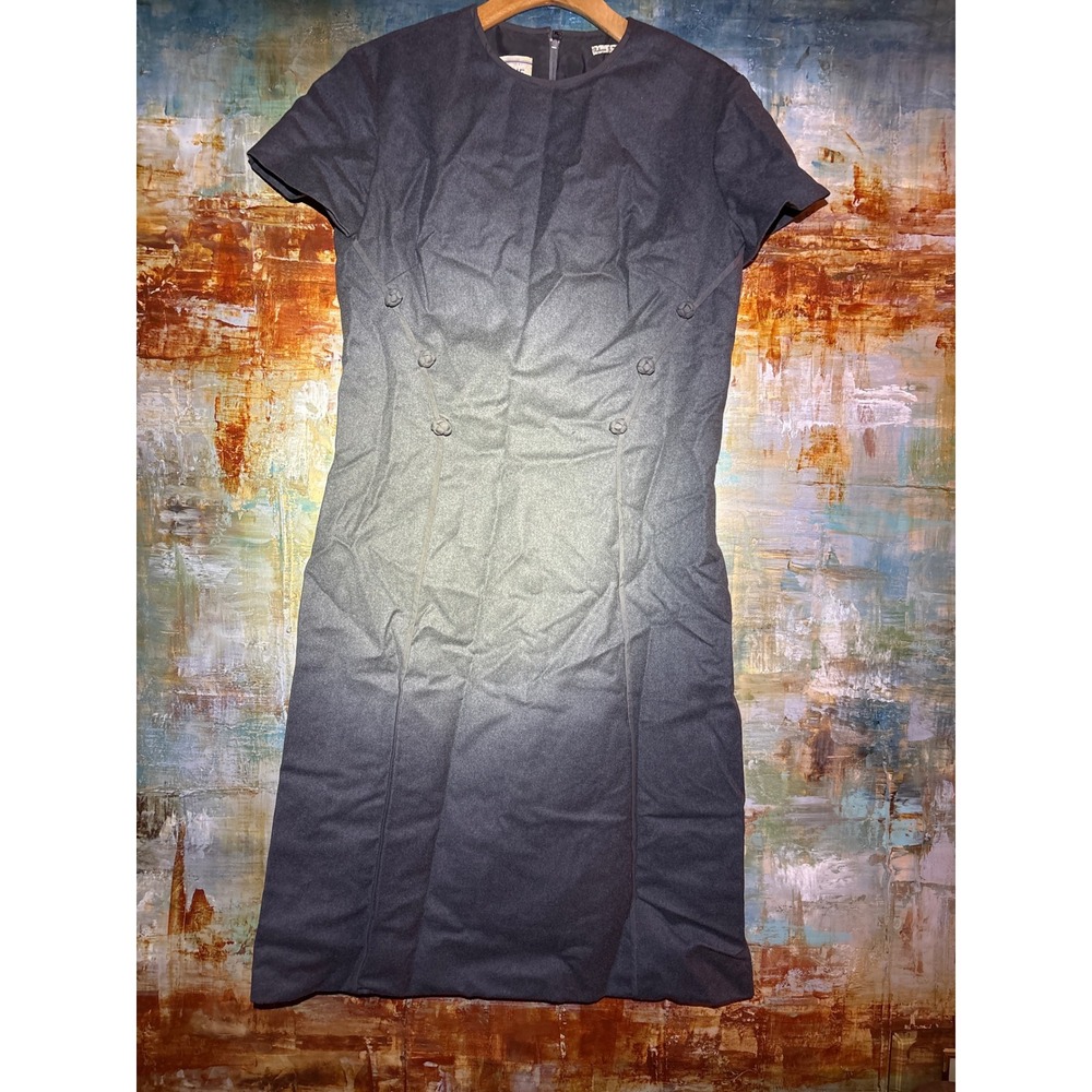 Royal Lynne 60s Vintage Grey Sheath Dress Knot Detail Made in Hong Kong